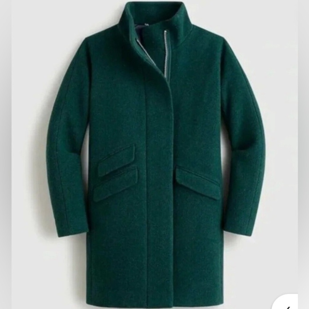 J.Crew Cocoon Coat in Italian Stadium Cloth - Dark Green - Size 2P